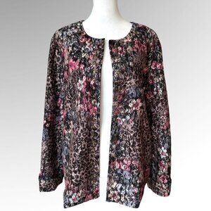 Isabel Hayley Cardigan Sweater With Floral Print Pattern Sz XL